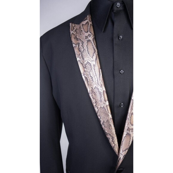 J Ferrar SLIM Tuxedo Blazer Tuxedo Jacket Coat Sz 48R Snake Pattern Two Button - Picture 5 of 13